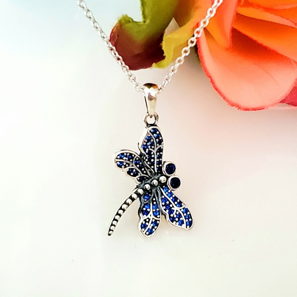 NEW S925 Sterling Silver DragonFly Necklace